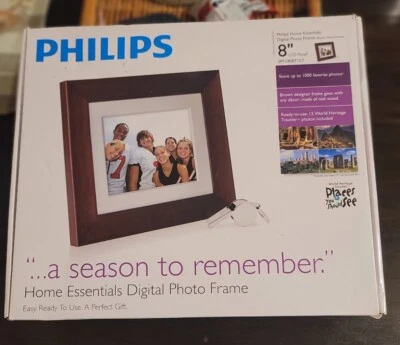 Phillips Digital Photo Frame 8" LCD Panel SPF 3408/G7 With Brown Wood Frame - Image 1 of 4