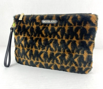 Michael Kors Grande Difuso Muñequera Jet Set Negro Marrón MK Logo Bolso Cremallera B25 Foto 1 de 4