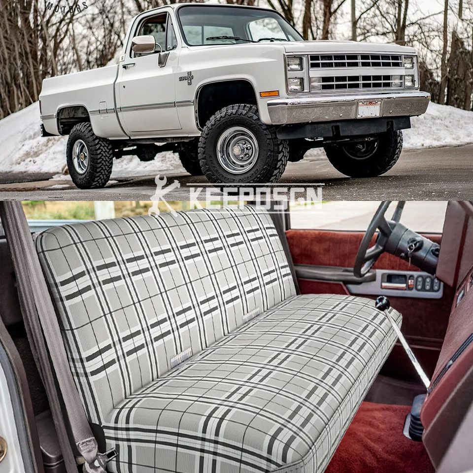 Cubierta de asiento de banco de sillín gris para camioneta Chevrolet Chevy K10 K20 K30 C10-30 Foto 1 de 4