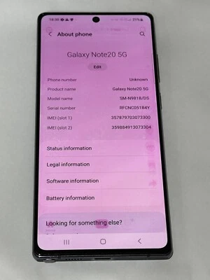 Samsung Galaxy Note 20 5G SM-N981B (Dual SIM) - 256GB - Mystic Grey (Unlocked) - Image 1 of 4