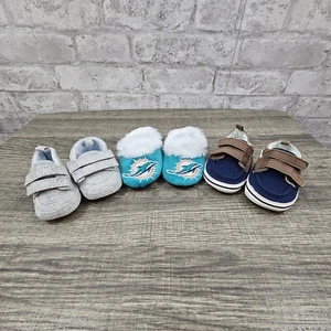 Lot of 3 Infant Boys Shoes Size 0-3 Months Miami Dolphins - Picture 1 of 4