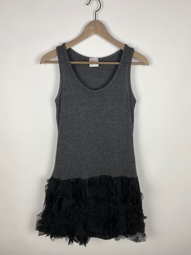 Mini Abito Rosso Valentino Grigio Scoop Collo Asimmetrico Taglia 4