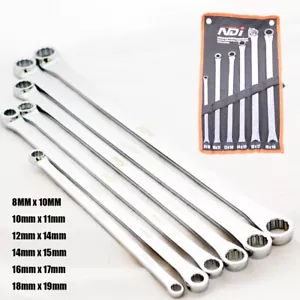 6PCS Extra Long Aviation Spanner Set Double Ring Wrench 8-19mm + Pouch ND-0336 - Picture 1 of 1