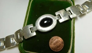 Vintage Clara Studio Asimmetria Nero Pietra Onice Argento Collana Girocollo 6a - Foto 1 di 4