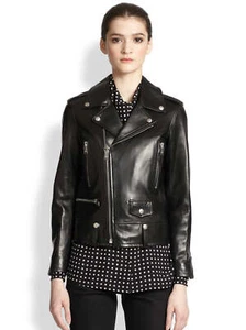 Womens Leather Motorcycle New Jacket Genuine Lambskin Women Biker Coat S M 141 - Picture 1 of 4