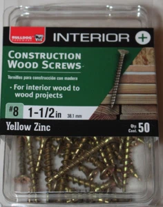 Bulldog Hardware #8 x 1,5" Viti interne Phillip piatte per legno zinco giallo 50 cnt - Foto 1 di 2
