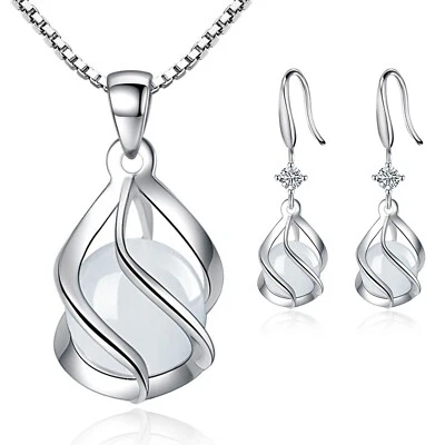 Collares colgantes de piedra lunar infinita amor enchapados en plata 925 para mujer piedra lunar Foto 1 de 4