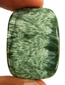 43.25 Ct Natural Green Seraphinite Loose Gemstone Cabochon Wire Wrap Stone-62326 - Picture 1 of 5