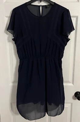 Rue 21 女式聚酯纤维海军蓝透明上衣弹性腰迷你连衣裙 Xl — 第 1/4 张图片