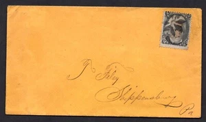US 1867 SCOTT #93 TWO CENTS JACKSON WITH GRILL TIED BY FANCY CANCEL - Picture 1 of 2