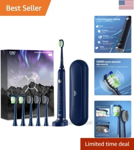 Smart Rechargeable Electric Toothbrush Set with Travel Case and 6 Brush Heads - Picture 1 of 9