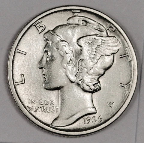 1936-s Mercury Head Dime.   BU.  177001 Inventory I Cover