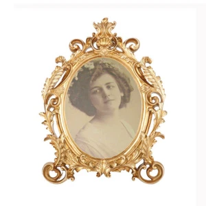 Retro Ornate Gold Oval Resin Photo Picture Frame Home Wedding Desktop Decor - Picture 1 of 8