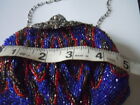 Vintage blue and red beaded puffy purse