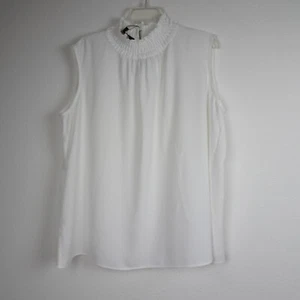Ming Wang Sleeveless Top Women's Size XL White Mock Neck Classic Office Travel - Picture 1 of 11