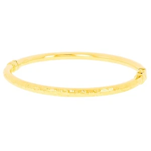 Italian 14k Yellow Gold Hollow Prizm Diamond Cut Bangle Bracelet 7" 4mm 4.7grams - Picture 1 of 4