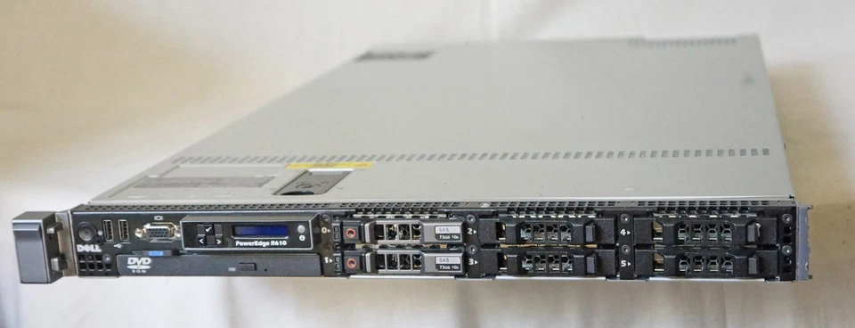 DELL  POWEREDGE R610 1U RACK SERVER 2.27GHZ QC CPU 12GB DDR3 RAM 2* 73GB 10K SAS - Image 1 of 3