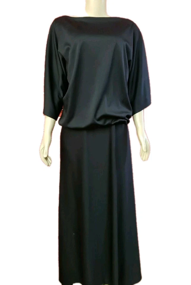 Vestido longo feminino vintage Bullocks Wilshire anos 60 preto cintura caída tamanho G? #CB8 - Imagem 1 de 4