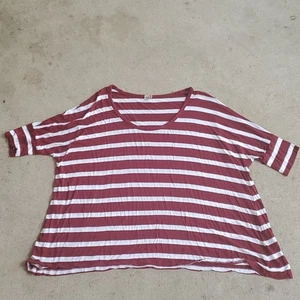 AG Adriano Goldschmied oversized stripe top burgundy white medium - Picture 1 of 4