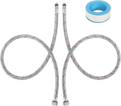 Anschlussschlauch G38 M10 Wasserhahn Verlängerung 80cm Flexschlauch Panzerschlau - Bild 1 von 4