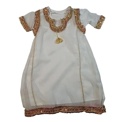 Ethnic Baby Tunic White, Gold & Red Embroidered Traditional Dress Infant Kurta 2 - Image 1 of 4