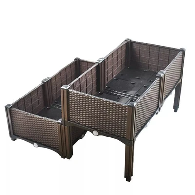 2Pcs Rectangle Planter Box Raised Garden Bed Grow Large Flowers Vegetable Box - Image 1 of 4