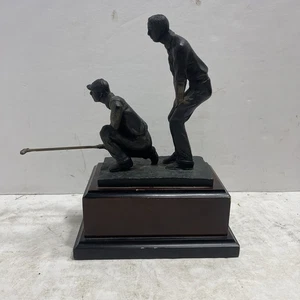 Bey Berk Double Golfers Skulptur Bronze Look Statue Figur Executive Geschenk - Bild 1 von 7
