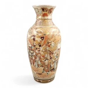 Kyoto Satsuma Vase, höfische Prozession & Karako, schwere Moriage, um 1890-1910 - Bild 1 von 10
