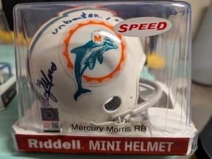 Miami Dolphins handsigniert signed Mini Helm Coa Mercury Morris mit Aufschrift - Bild 1 von 5