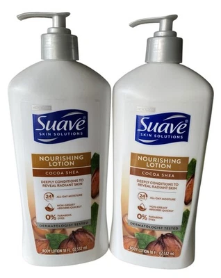 2 Suave Skin Solutions 滋养乳液 可可乳木果 18 液量盎司 每件 全新 — 第 1/2 张图片