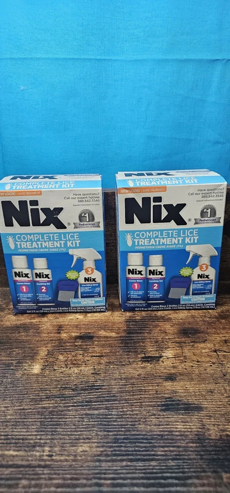 Nix Complete Lice Elimination Treatment Kit System Permethrin Cream Rinse 1 2pk