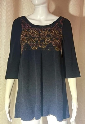 Suéter Floral Free People Fair Isle Talla M Azul Marino Campana de Vacaciones Nórdica Manga 3/4 Foto 1 de 4