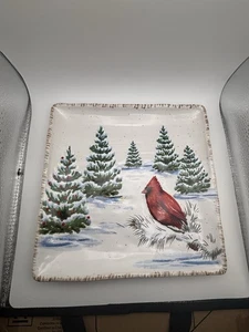 St Nicholas Square Salad Plate 8.5" Cardinal| Square WINTER WHITE - Picture 1 of 3