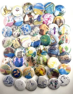 Pin Button Lapel Art By LISE 1 1/4" Collection Whimsical Replicas Lot Of 48 - Picture 1 of 3