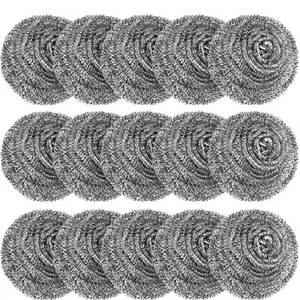15 Pack Steel Wool Scrubber, Metal Kitchen Scrubbing Sponges, Dishwashing Sco... - Picture 1 of 7