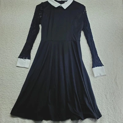 Women's Wednesday Addams Dress Medium Black Goth Halloween Costume - Image 1 of 4