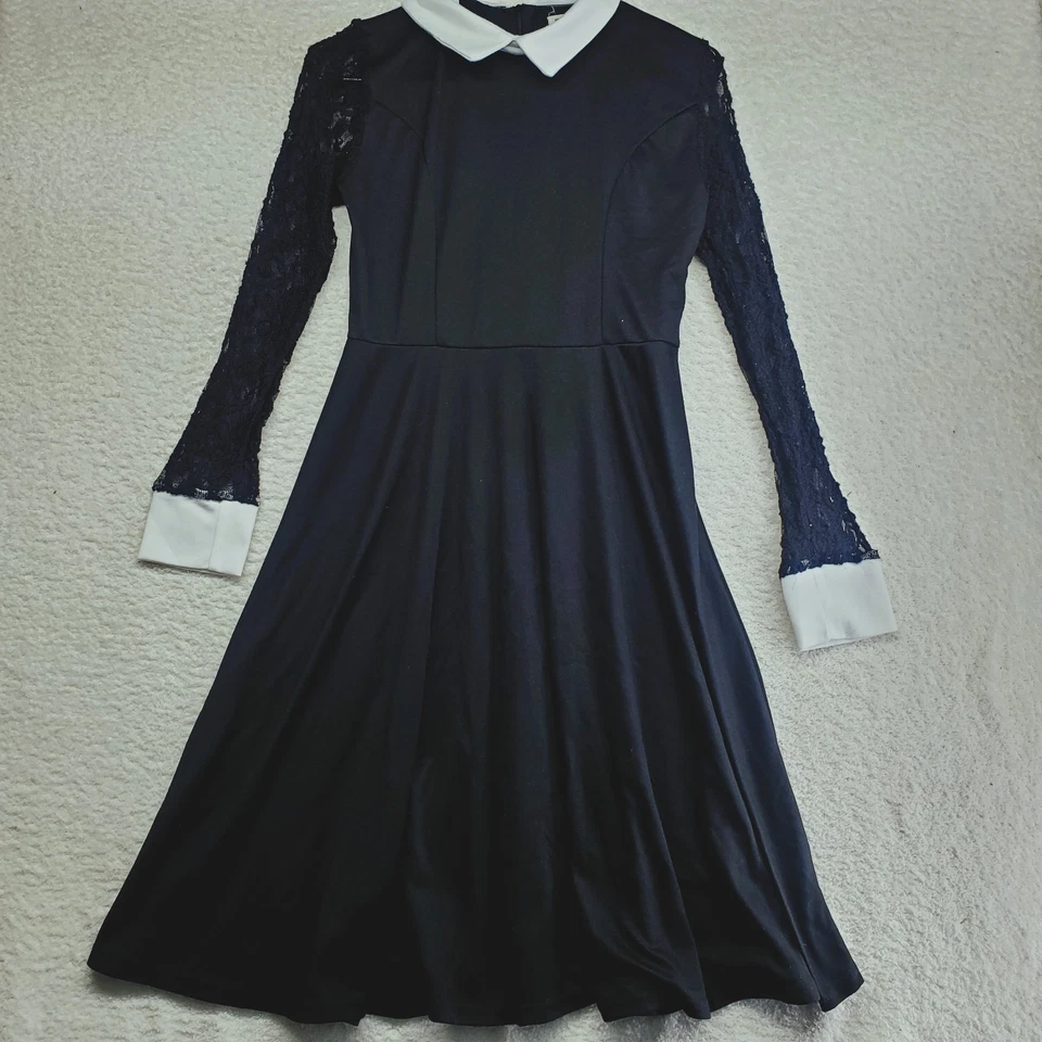 Women's Wednesday Addams Dress Medium Black Goth Halloween Costume - Image 1 of 4