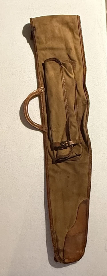 Red Head Brand Shotgun Case 1930’s Canvas Leather Duck Logo Folding Takedown Bag - Image 1 of 4