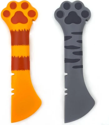 JOYINJOJO 2 Pack Dog Cat Food Spoon, Cute Paw Silicone Pet Can Opener Spatula Scoop Mixing