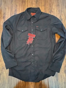 Dixxon Flannel Shirt Men Small Black "Darkness" Button Up Long Sleeve Pearl Snap - Picture 1 of 6