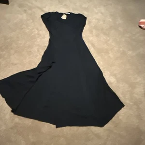 Vestido Reformation Gavin Negro Manga Gorra Abertura Alta Espalda Abierta Talla 12 - Imagen 1 de 11