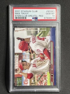 Mike Trout 2021 Topps Stadium Club Stadium Club Greats Red Foil PSA 10 - Foto 1 di 2