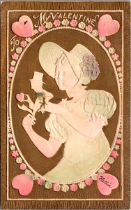 A mi chica de San Valentín con capó sosteniendo flor corazón madera-como postal trasera - Imagen 1 de 2