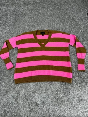 Suéter de cachemir J Crew para mujer pequeño marrón rosa a rayas Foto 1 de 4