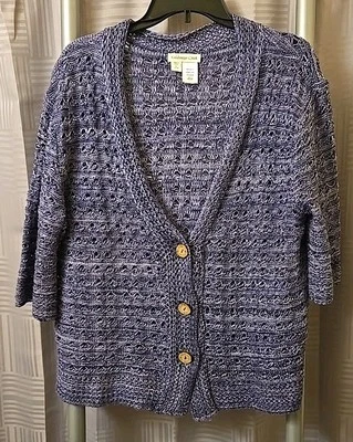 Cárdigan suéter Coldwater Creek para mujer grande ciruela púrpura ganchillo botón delantero Foto 1 de 4