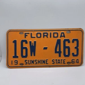 1964 FLORIDA license plate– SARASOTA CO –Orange & Blue vintage auto tag - Picture 1 of 5