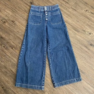We The Free People Colette Crop High-Rise Wide-Leg Button-Fly Jeans 27 - Picture 1 of 7