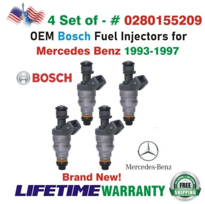 Inyectores de combustible originales Bosch x4 mejor actualización para Mercedes Benz I4 e I6 1993-1997 Foto 1 de 4