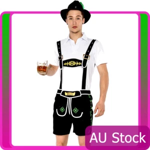 Mens Oktoberfest Embroidery Lederhosen Octoberfest Bavarian German Beer Costume - Picture 1 of 6
