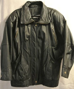 VINTAGE Women's Leather Jacket, Zippered, Casual, Biker, Black, Size M, EUC - Picture 1 of 12